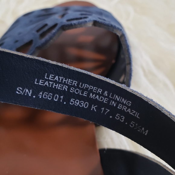 Like New Tory Burch May Perforated Navy Open Toe Suede Ankle Strap Sandal Sz 5.5 - Picture 10 of 10